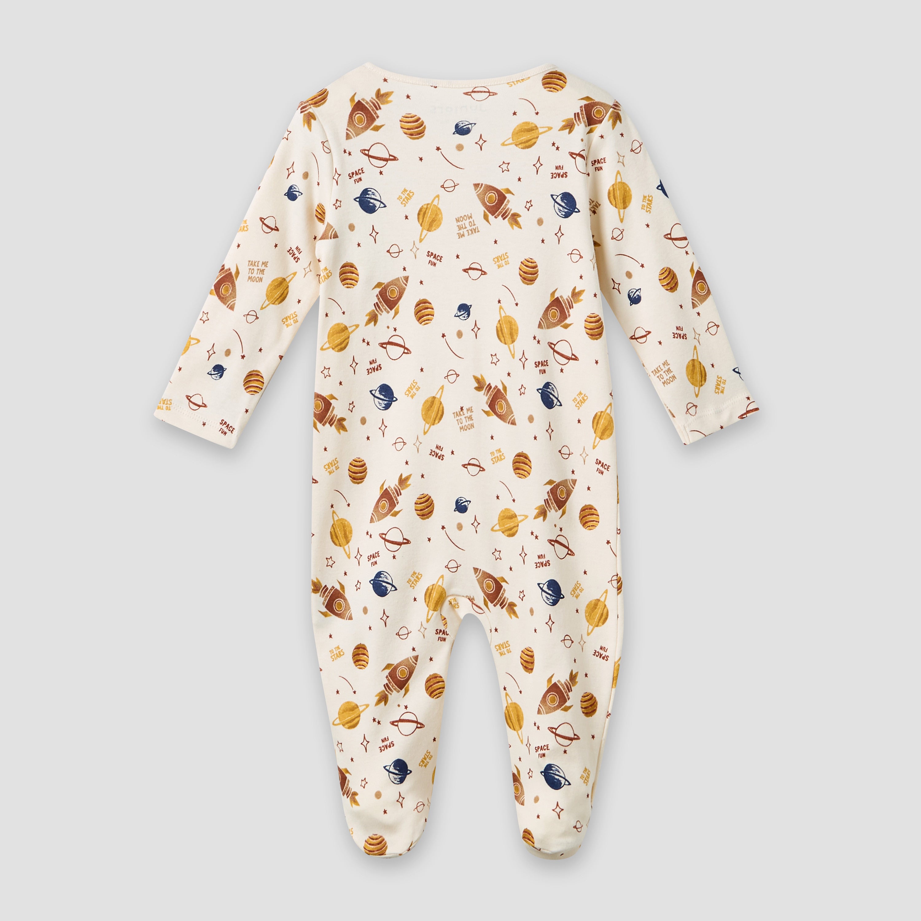 Juniors Round Neck Sleepsuit with Snap Button Closure - Cotton - Long Sleeves