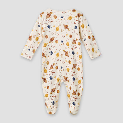 Juniors Round Neck Sleepsuit with Snap Button Closure - Cotton - Long Sleeves