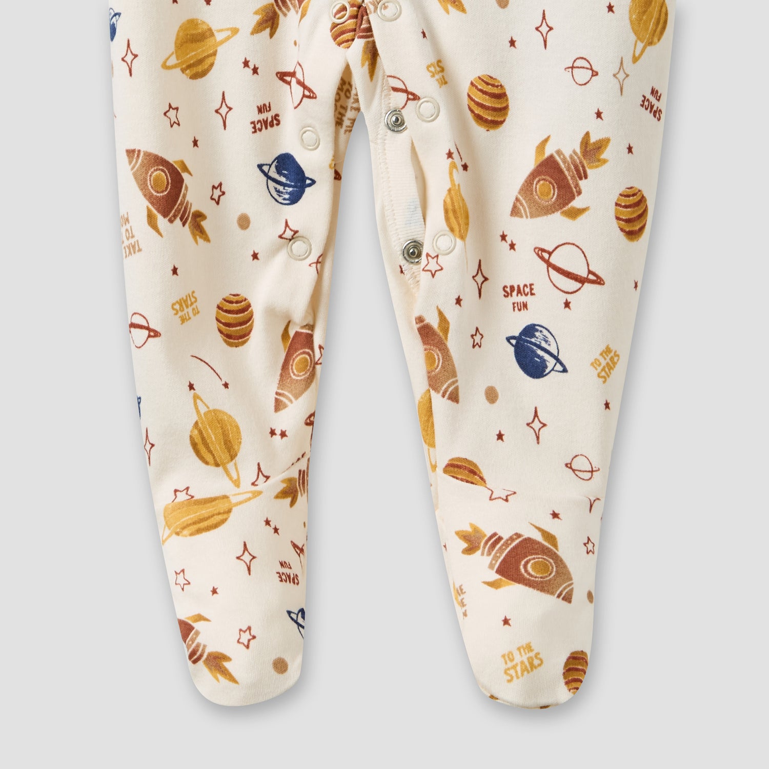 Juniors Round Neck Sleepsuit with Snap Button Closure - Cotton - Long Sleeves