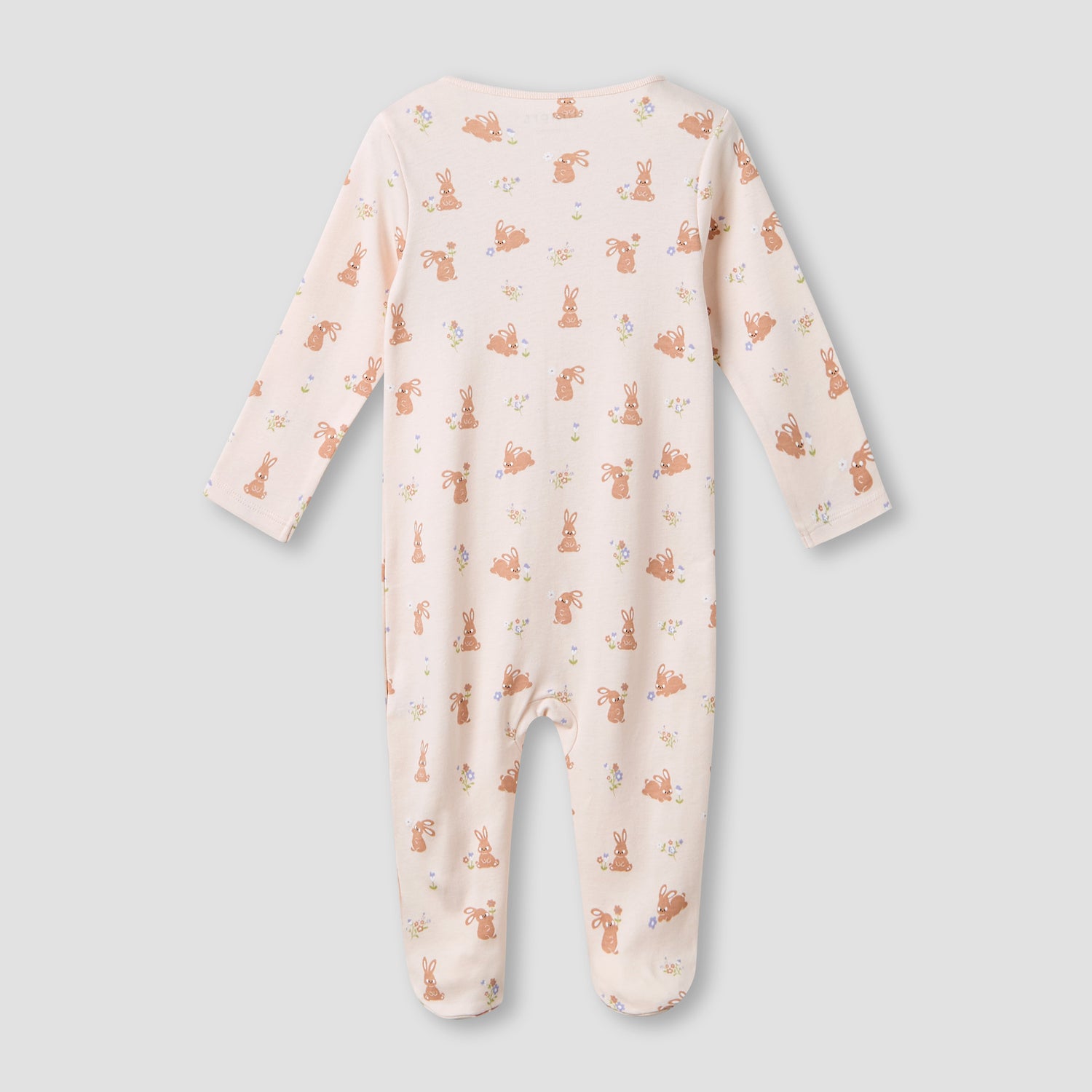 Juniors Round Neck Sleepsuit with Rabbit Print - Cotton - Long Sleeves