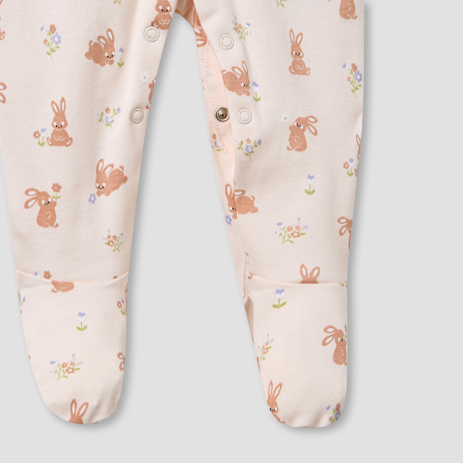 Juniors Round Neck Sleepsuit with Rabbit Print - Cotton - Long Sleeves