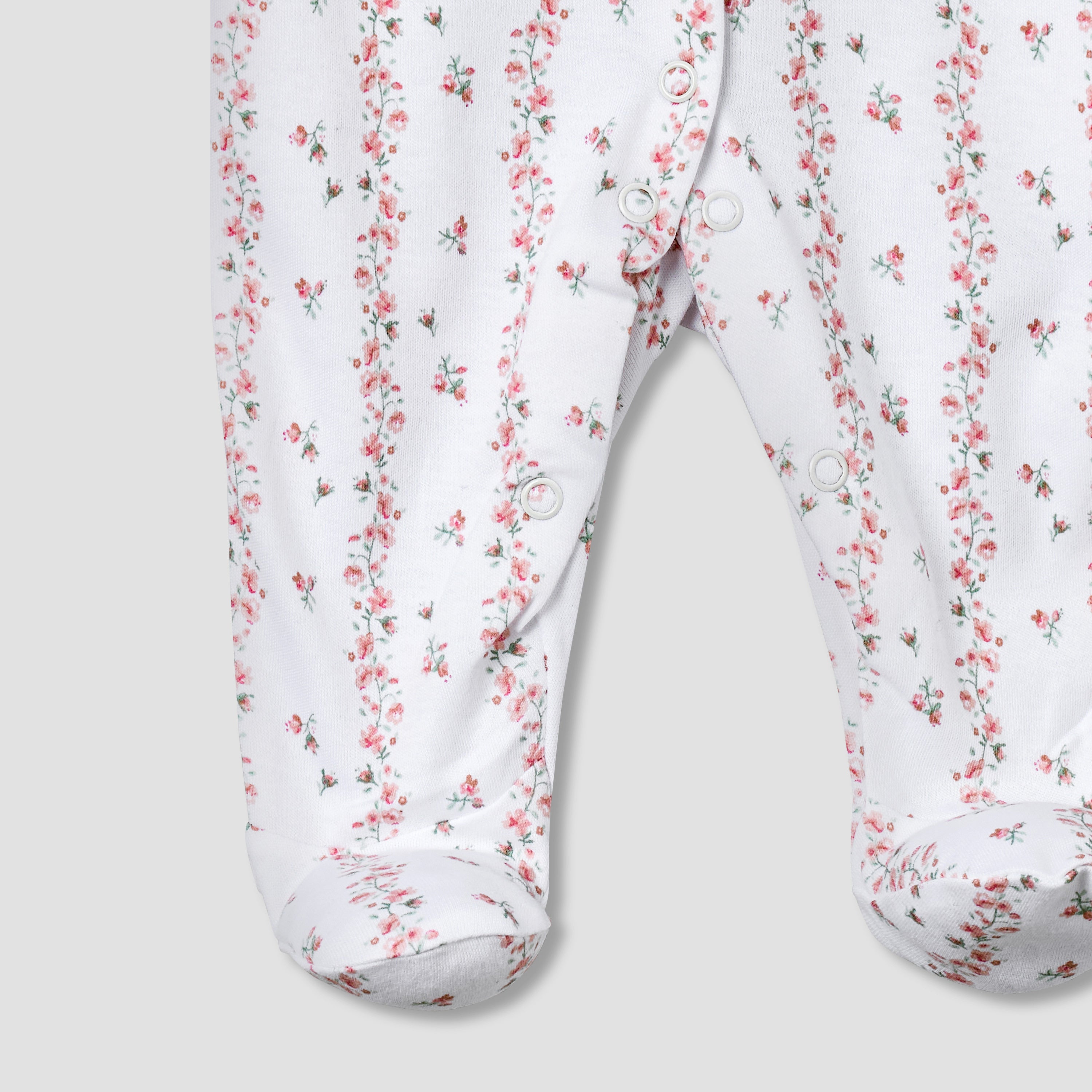 Juniors Cotton Round Neck Long Sleeves Sleepsuit with Floral Print