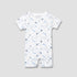 Juniors Round Neck Romper with Whale Print - Cotton - Short Sleeves - White / 12-18 mths