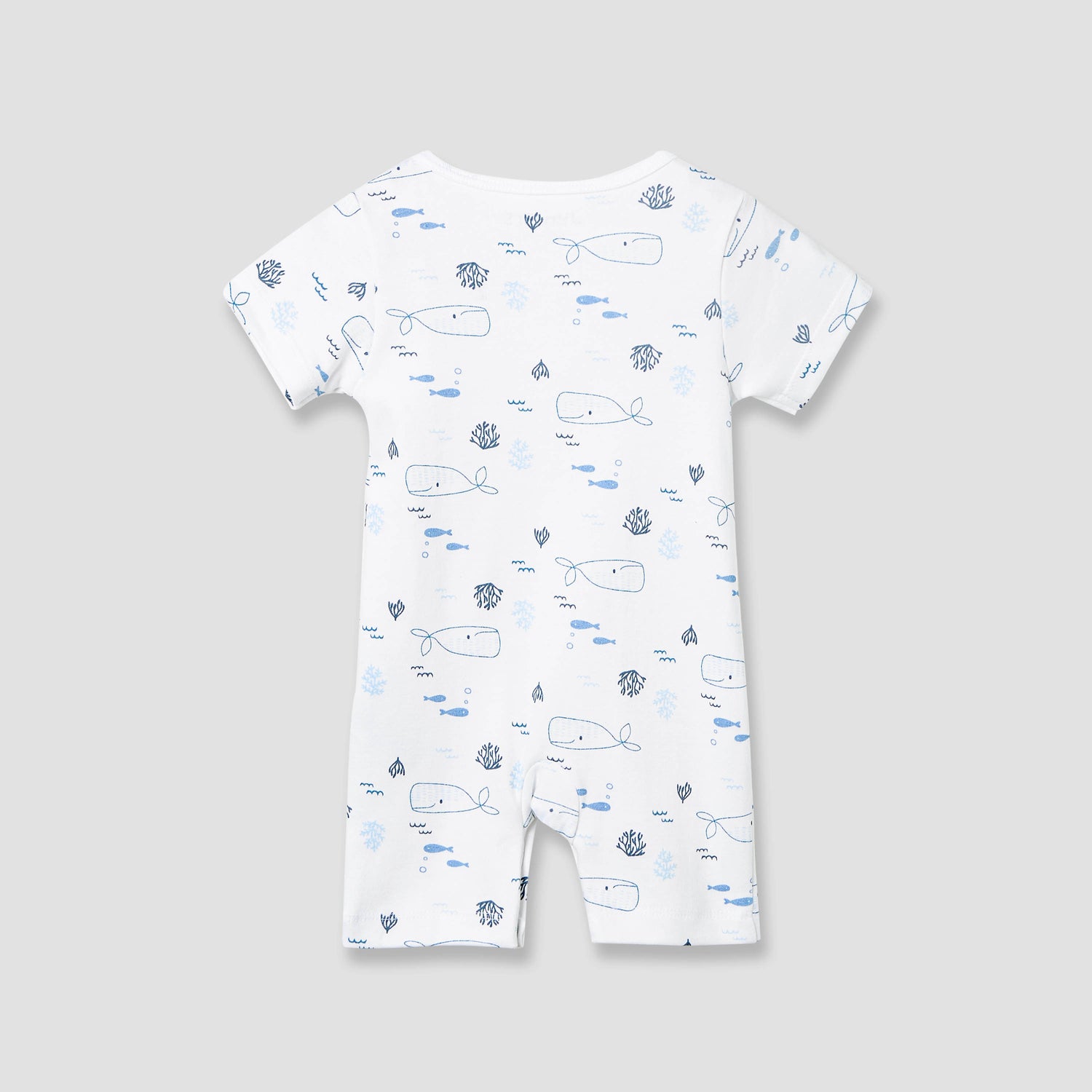 Juniors Round Neck Romper with Whale Print - Cotton - Short Sleeves