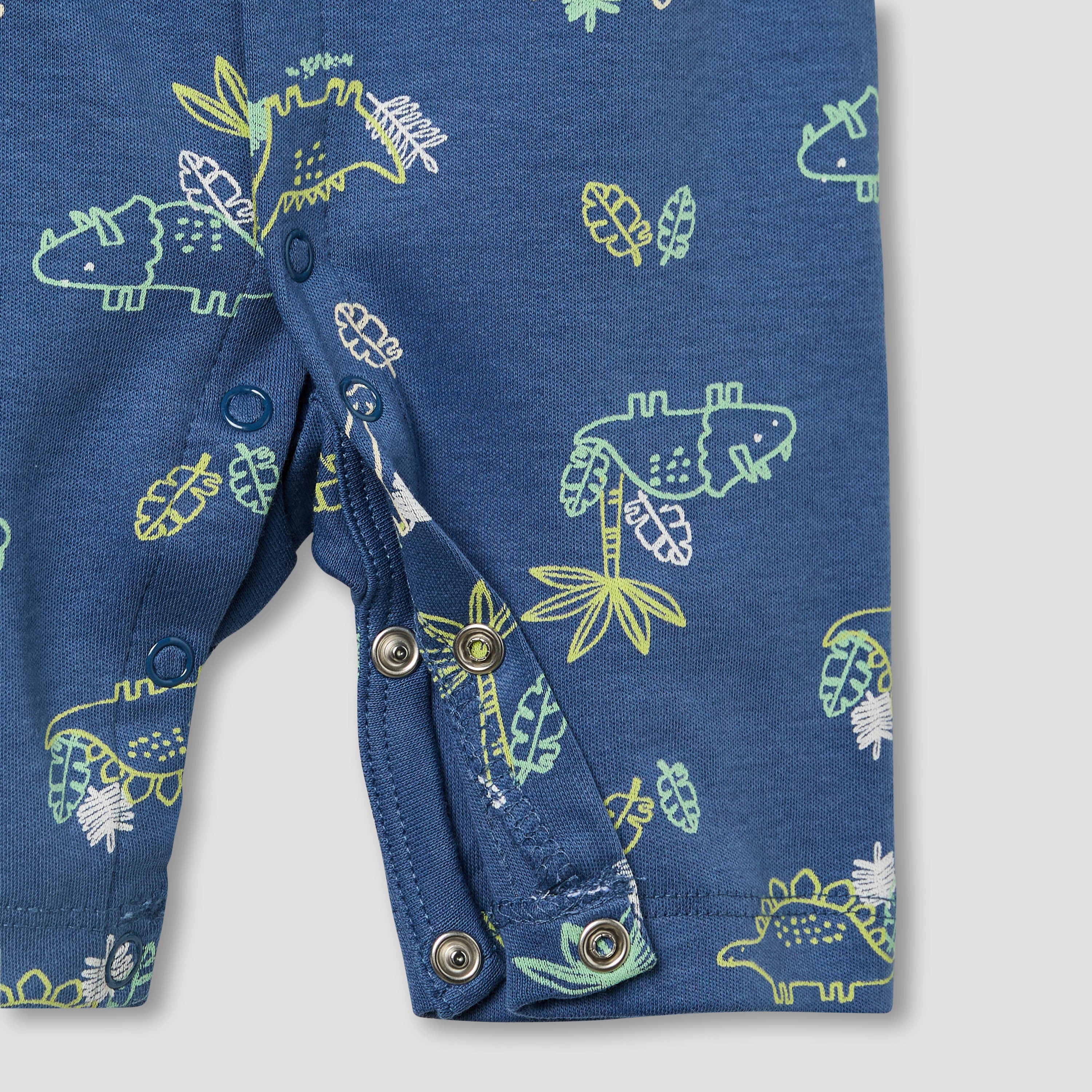 Juniors Round Neck Romper with Dinosaur Print - Cotton - Short Sleeves