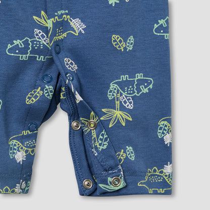 Juniors Round Neck Romper with Dinosaur Print - Cotton - Short Sleeves