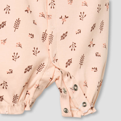 Juniors Round Neck Romper with Floral Print - Cotton - Short Sleeves