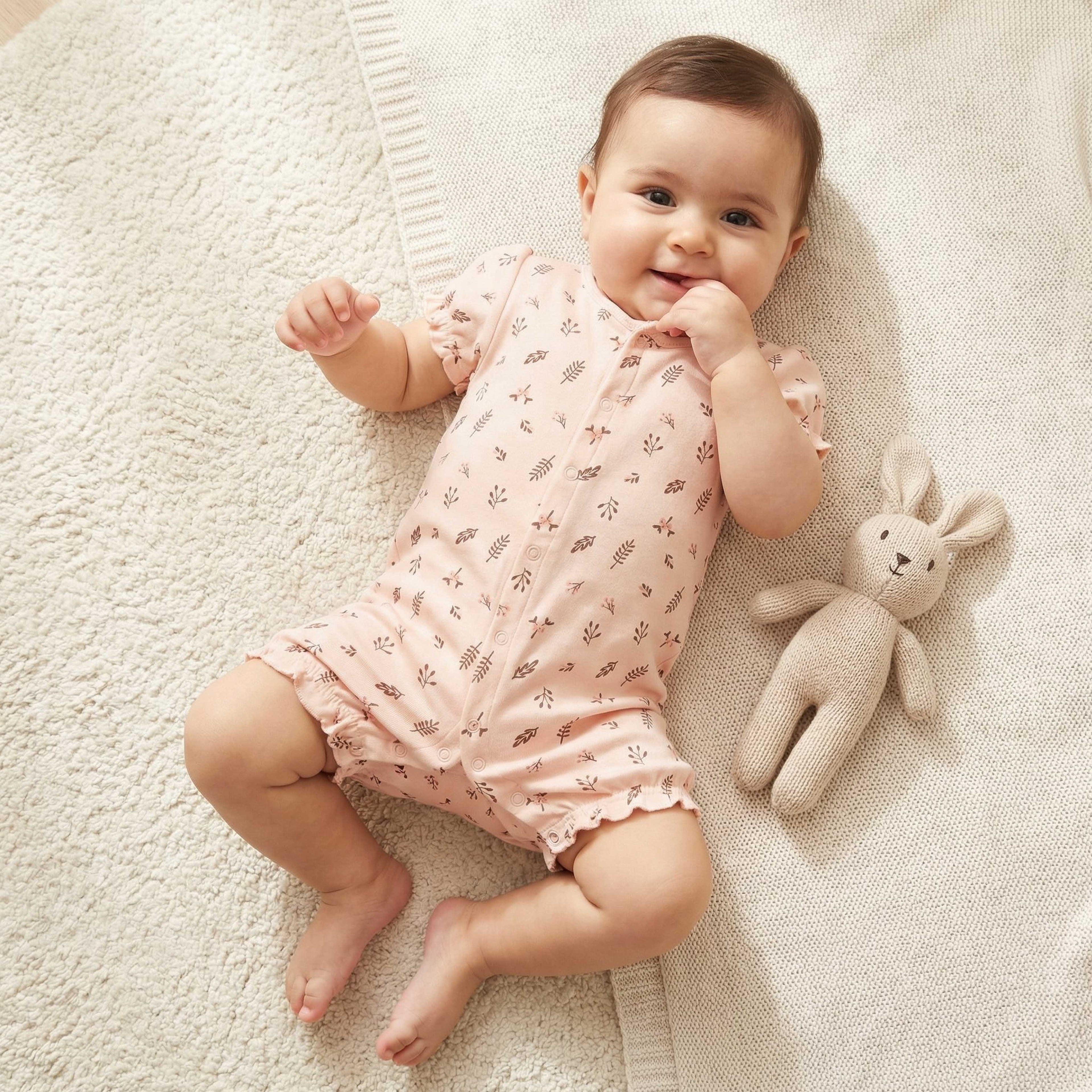 Juniors Round Neck Romper with Floral Print - Cotton - Short Sleeves