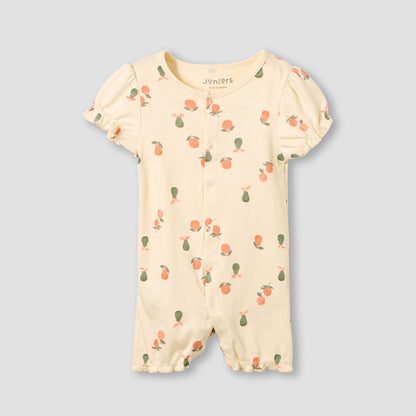 Juniors Round Neck Romper with Fruit Print - Cotton - Short Sleeves