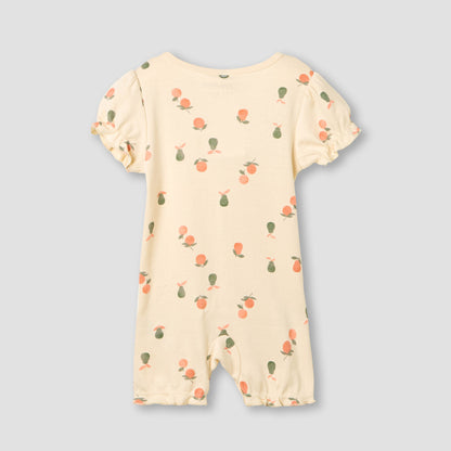 Juniors Round Neck Romper with Fruit Print - Cotton - Short Sleeves