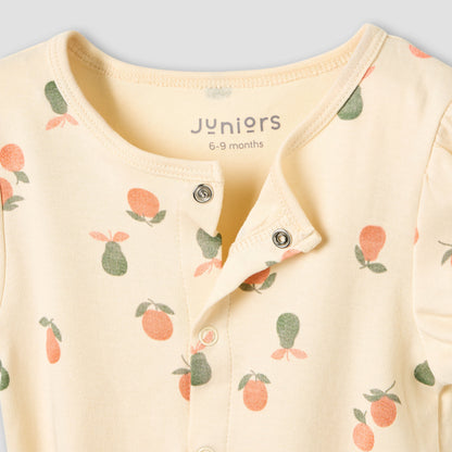 Juniors Round Neck Romper with Fruit Print - Cotton - Short Sleeves
