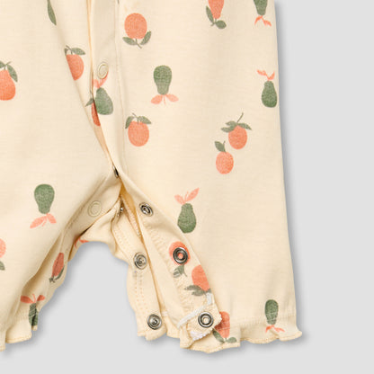 Juniors Round Neck Romper with Fruit Print - Cotton - Short Sleeves