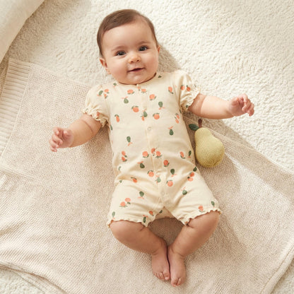 Juniors Round Neck Romper with Fruit Print - Cotton - Short Sleeves