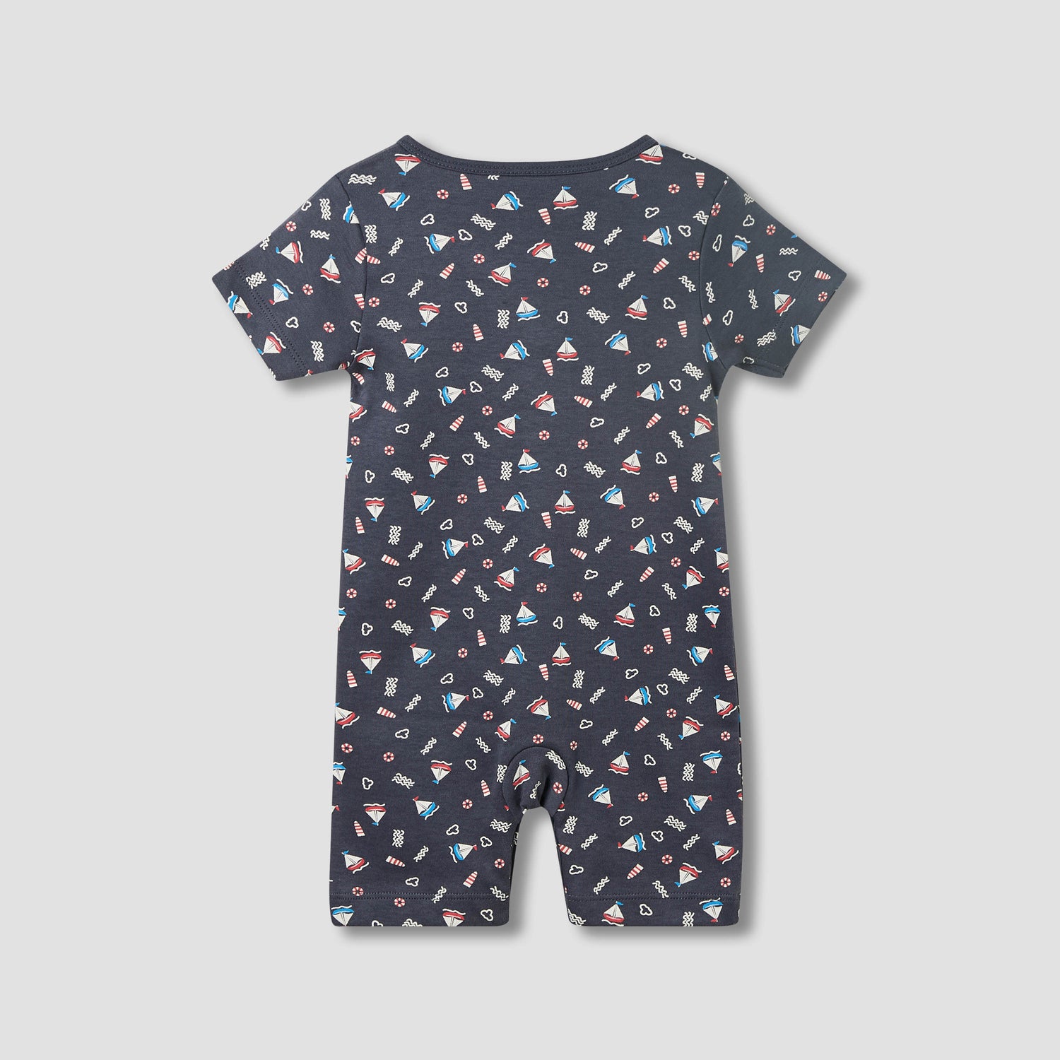 Juniors Round Neck Romper with Snap Button Closure - Cotton - Short Sleeves