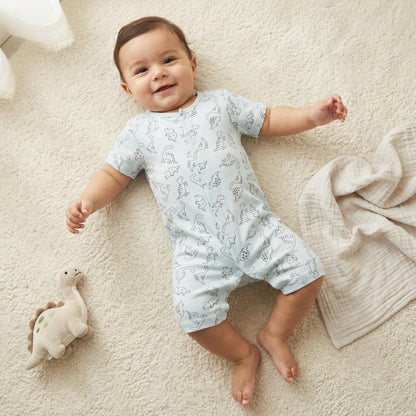 Juniors Round Neck Romper with Snap Button Closure - Cotton - Short Sleeves
