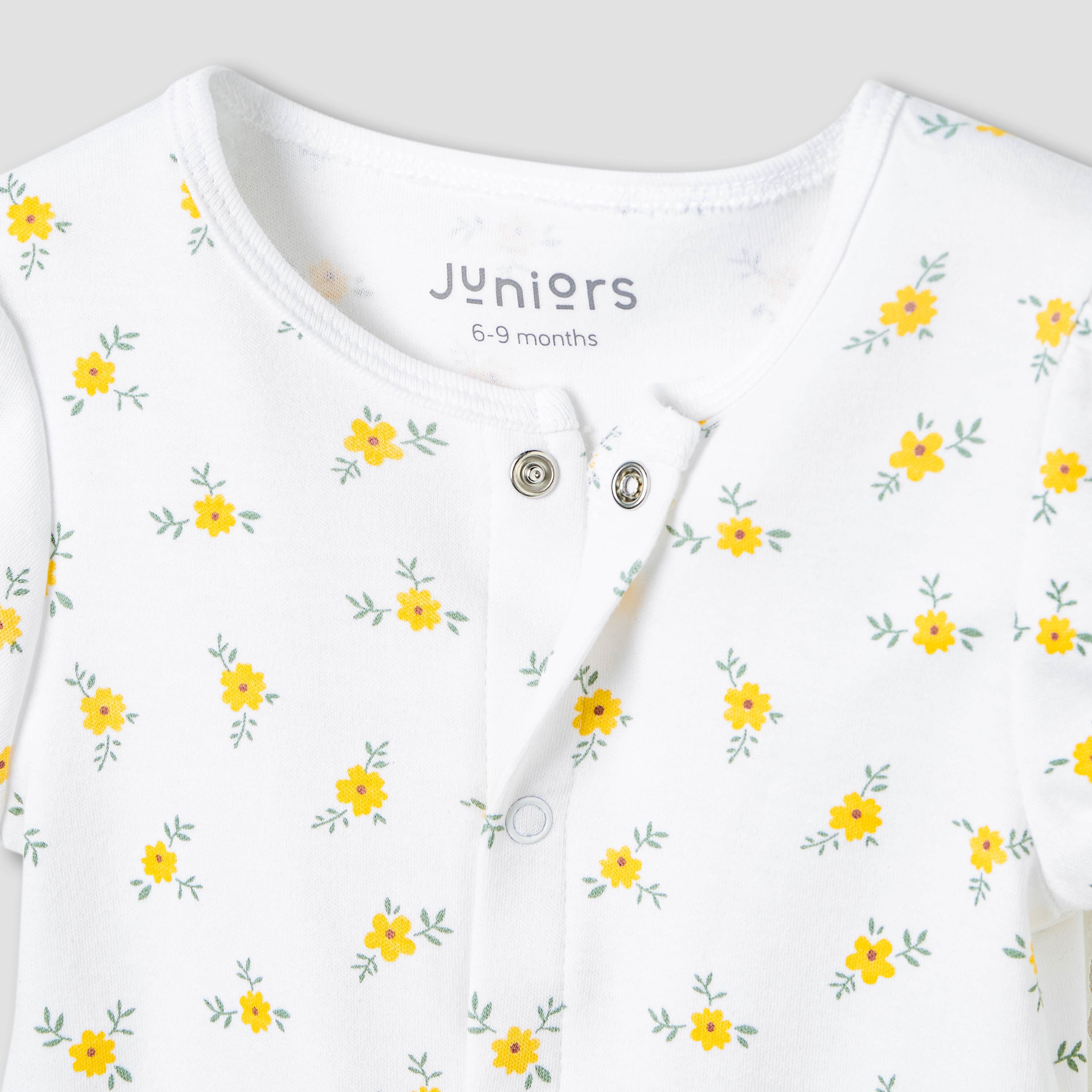 Juniors Round Neck Romper with Floral Print - Cotton - Short Sleeves