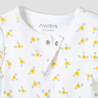 Juniors Round Neck Romper with Floral Print - Cotton - Short Sleeves