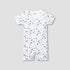 Juniors Round Neck Romper with Fish Print - Cotton - Short Sleeves - White / 12-18 mths