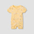 Juniors Round Neck Romper with Daisy Print - Cotton - Short Sleeves - Orange / 12-18 mths