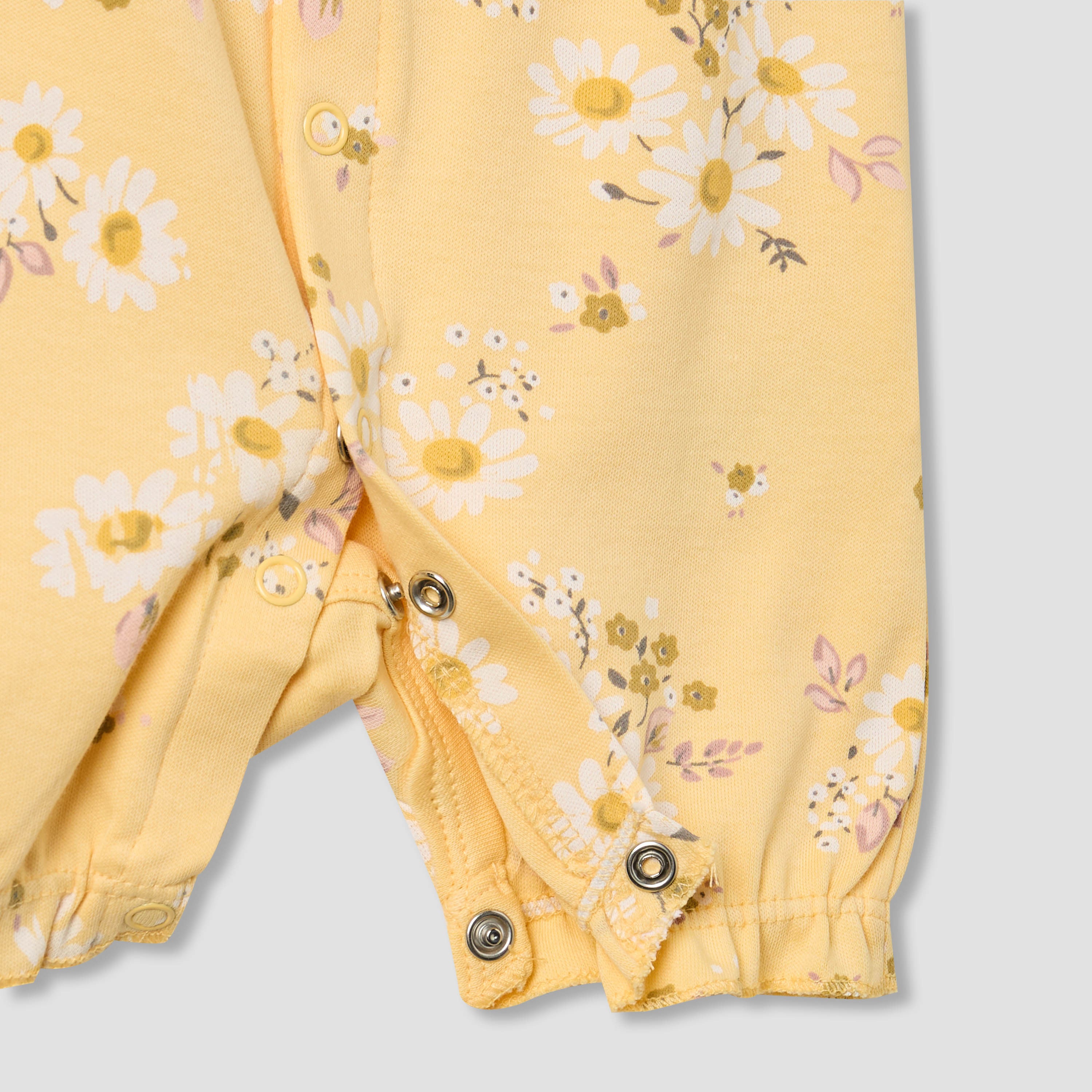 Juniors Round Neck Romper with Daisy Print - Cotton - Short Sleeves