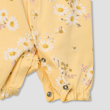 Juniors Round Neck Romper with Daisy Print - Cotton - Short Sleeves