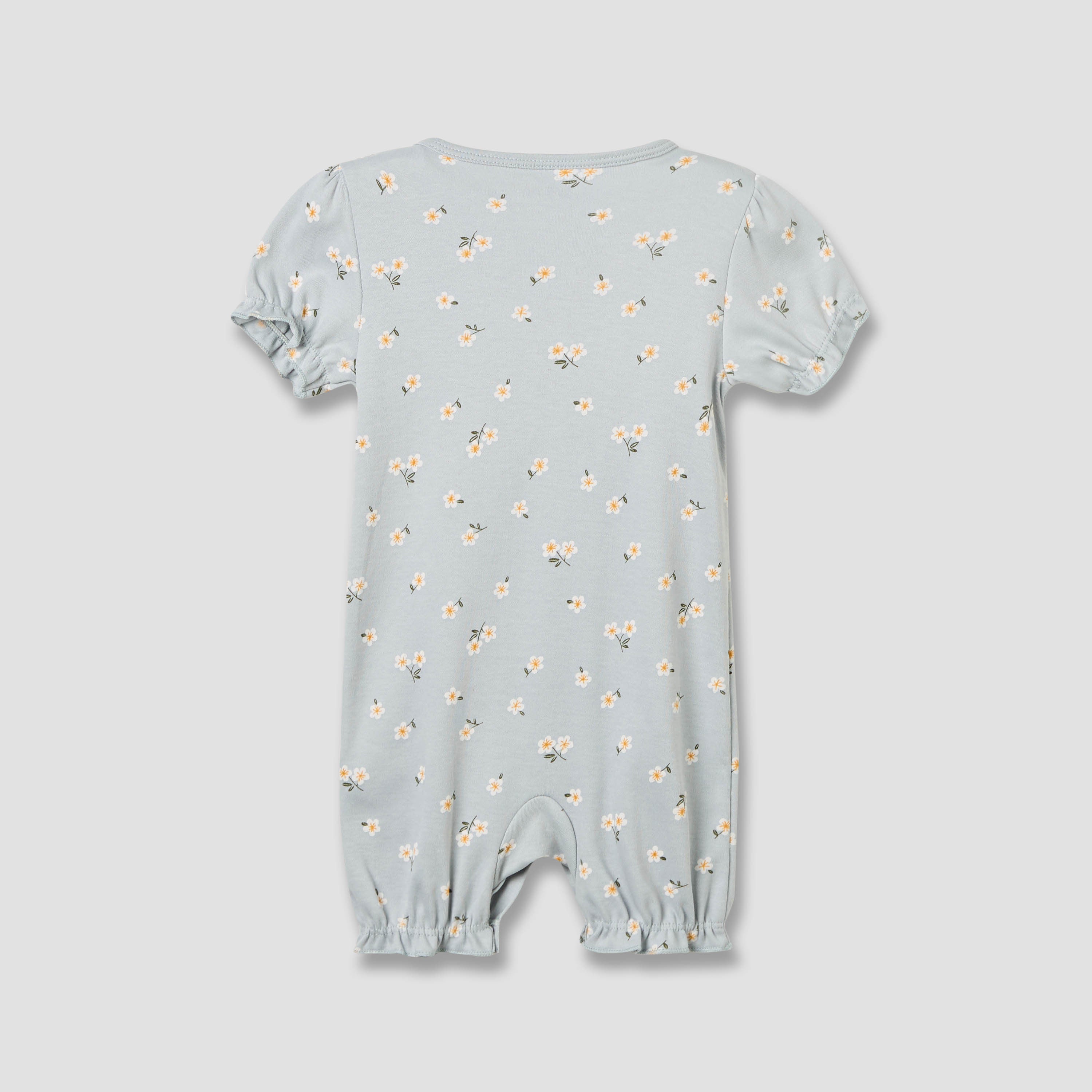 Juniors Crew Neck Romper with Floral Print - Cotton - Short Sleeves