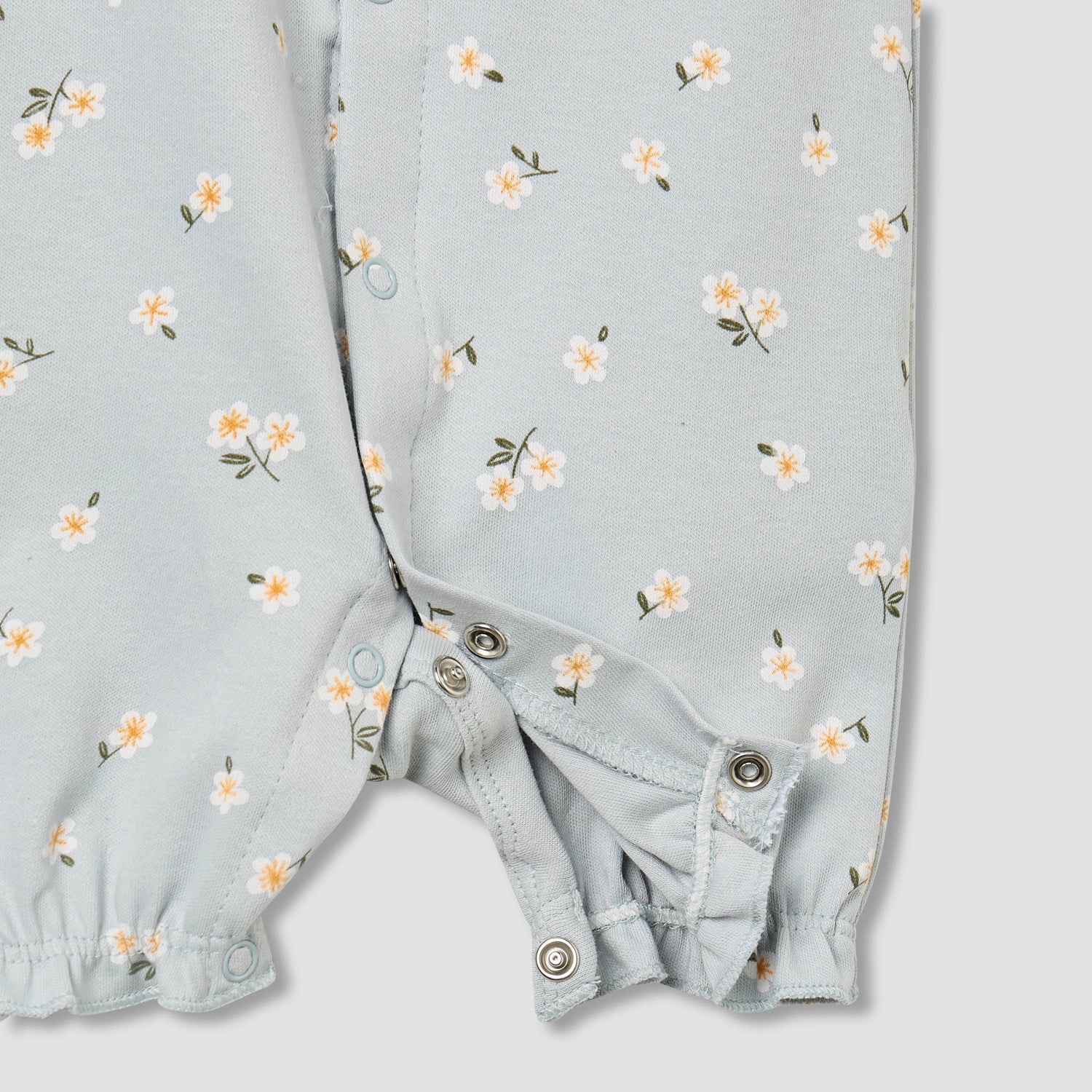 Juniors Crew Neck Romper with Floral Print - Cotton - Short Sleeves
