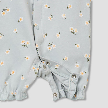 Juniors Crew Neck Romper with Floral Print - Cotton - Short Sleeves