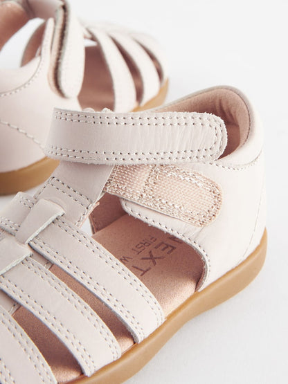 Stone Wide Fit (G) Baby Touch Fastening Leather First Walker Sandals - Size EU 19 (UK 3)