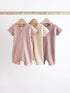Pale Pink 3 Pack Two Way Zip Baby Romper (0mths-3yrs) - 12-18 Months (80-86cm)