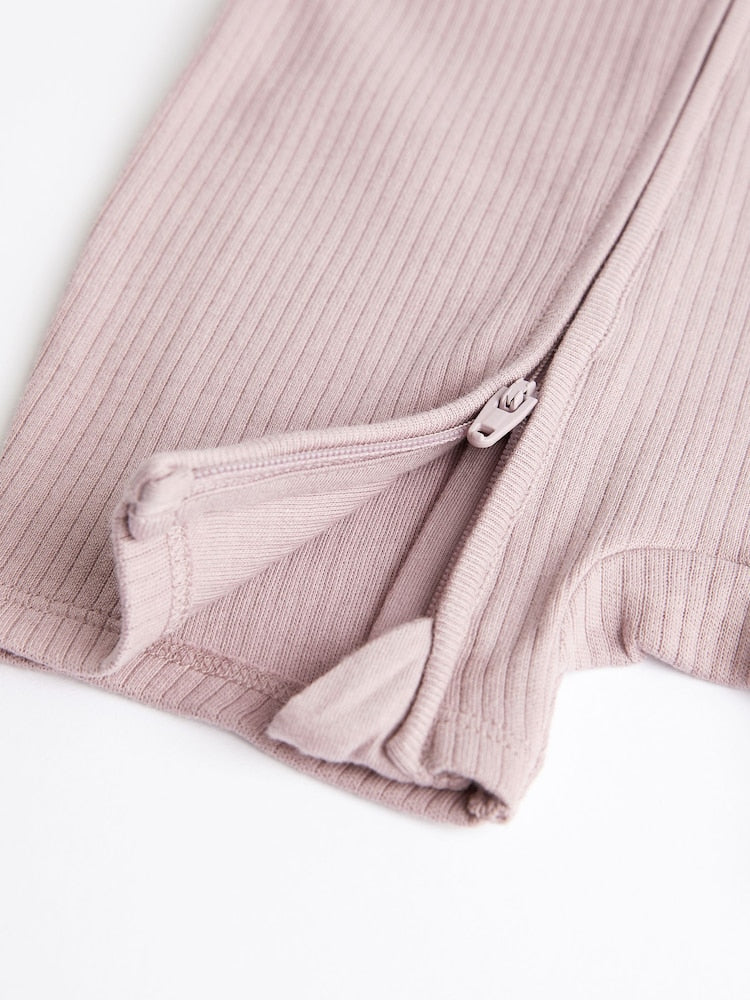 Pale Pink 3 Pack Two Way Zip Baby Romper (0mths-3yrs)