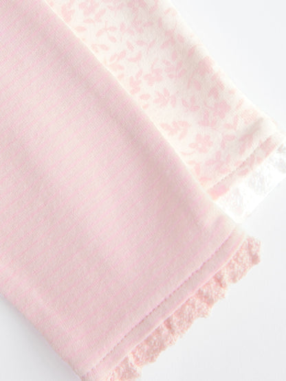 White/Pink Baby Leggings 4 Pack (0mths-2yrs) - Size 50cm (First Size)