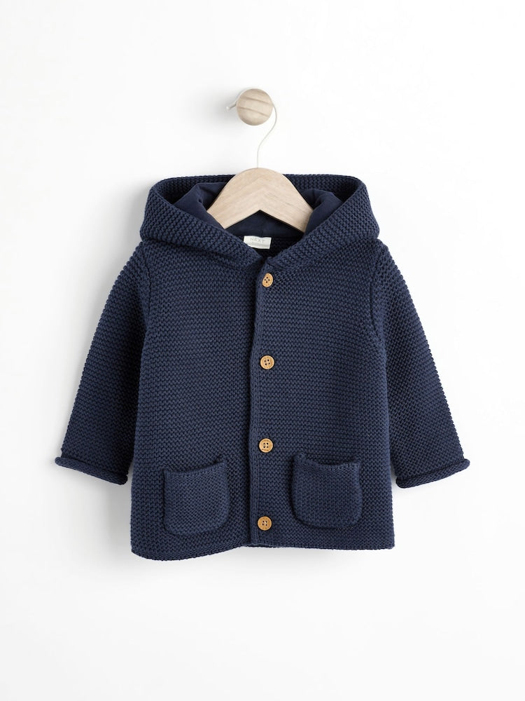 Navy Blue Knitted Baby Cardigan (0mths-2yrs) - Size 50cm (First Size)