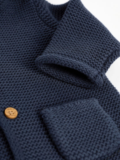 Navy Blue Knitted Baby Cardigan (0mths-2yrs) - Size 50cm (First Size)