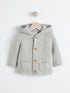 Grey Knitted Hooded Baby Cardigan - Size 50cm (First Size) - Grey