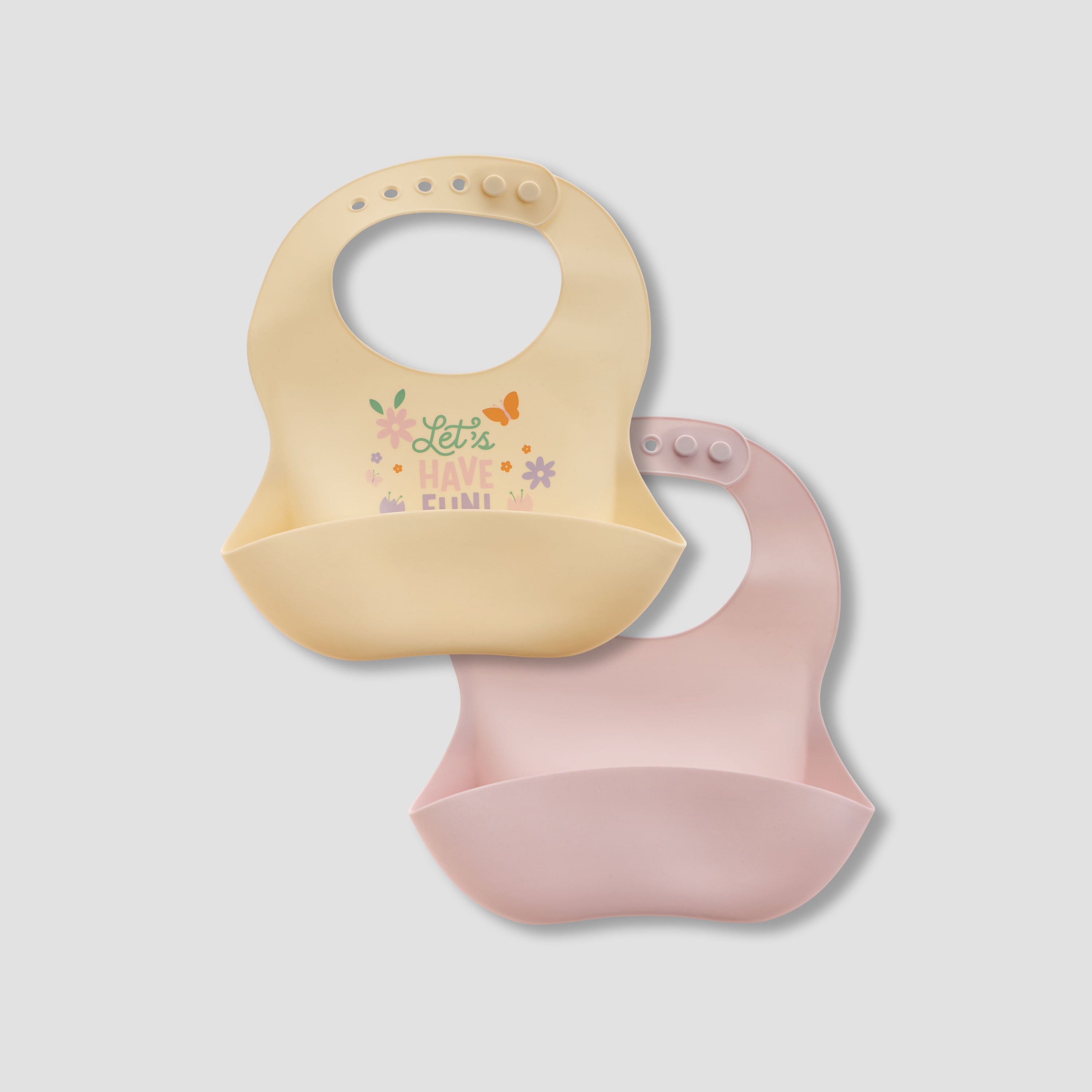 Juniors Assorted Silicone Bib with Button Closure - Set of 2 - Multicolour