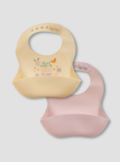 Juniors Assorted Silicone Bib with Button Closure - Set of 2-baby-feeding-bibs-image-1