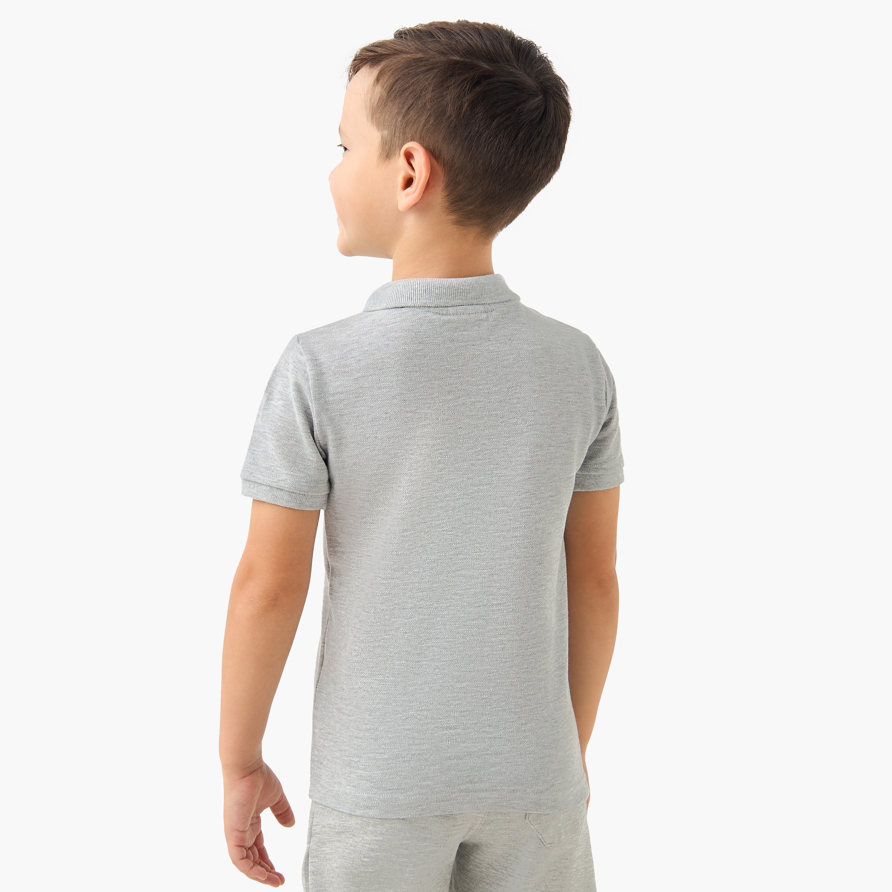 Juniors Solid Polo T-shirt with Short Sleeves