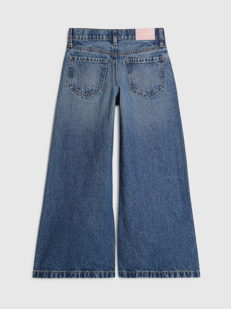 River Island Blue Wide Fit Jeans With Boy Keychain