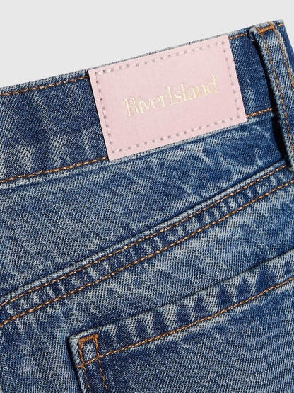 River Island Blue Wide Fit Jeans With Boy Keychain