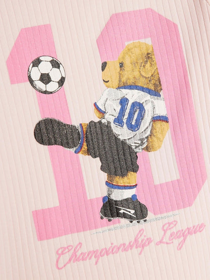 River Island Pink World Cup Bear Bodysuit &amp; Legging Set