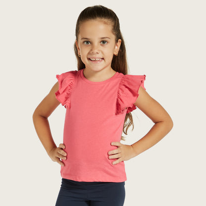 Juniors Solid Top with Ruffle Sleeves - Set of 2