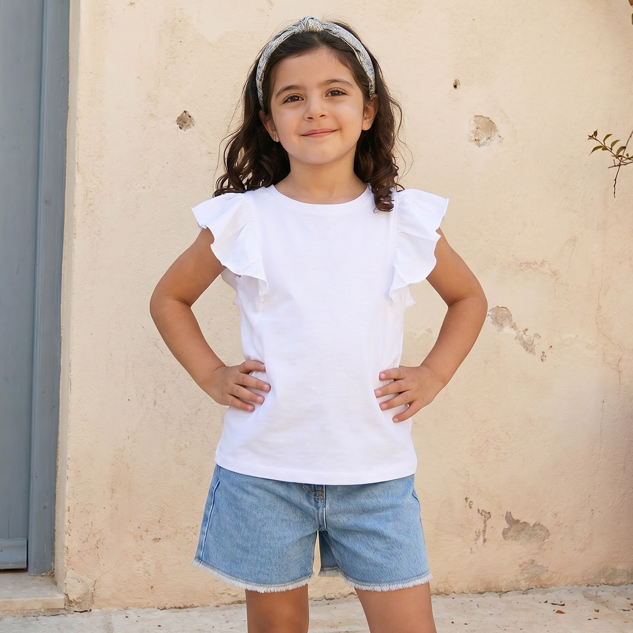 Juniors Solid Top with Ruffle Sleeves - Set of 2