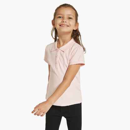 Juniors Solid Polo T-shirt with Short Sleeves and Button Closure