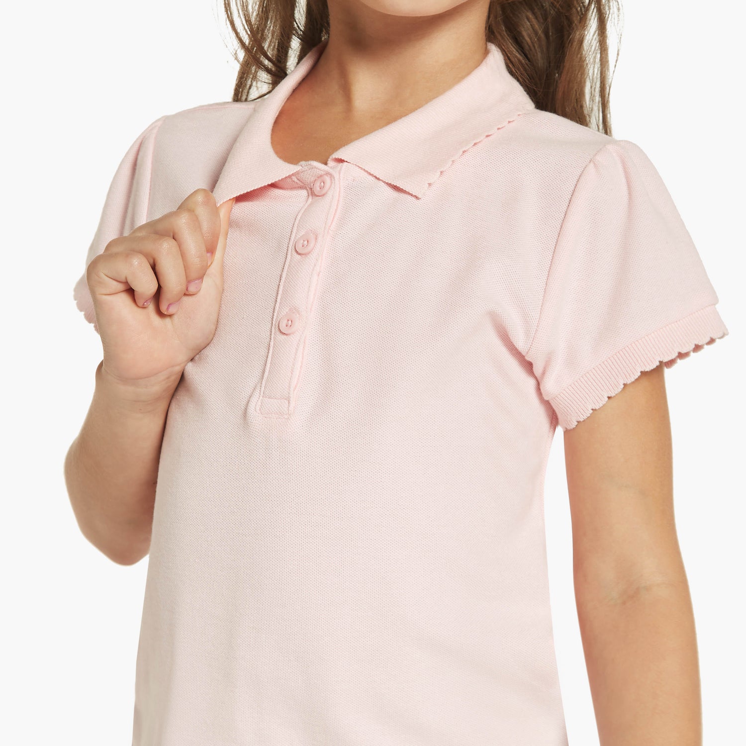 Juniors Solid Polo T-shirt with Short Sleeves and Button Closure