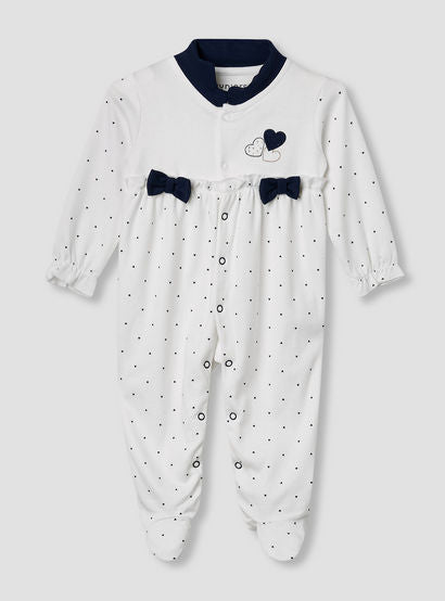 Juniors Heart Print Closed Feet Sleepsuit with Long Sleeves-baby-girls-clothing-nightwear-sleepsuits-image-1