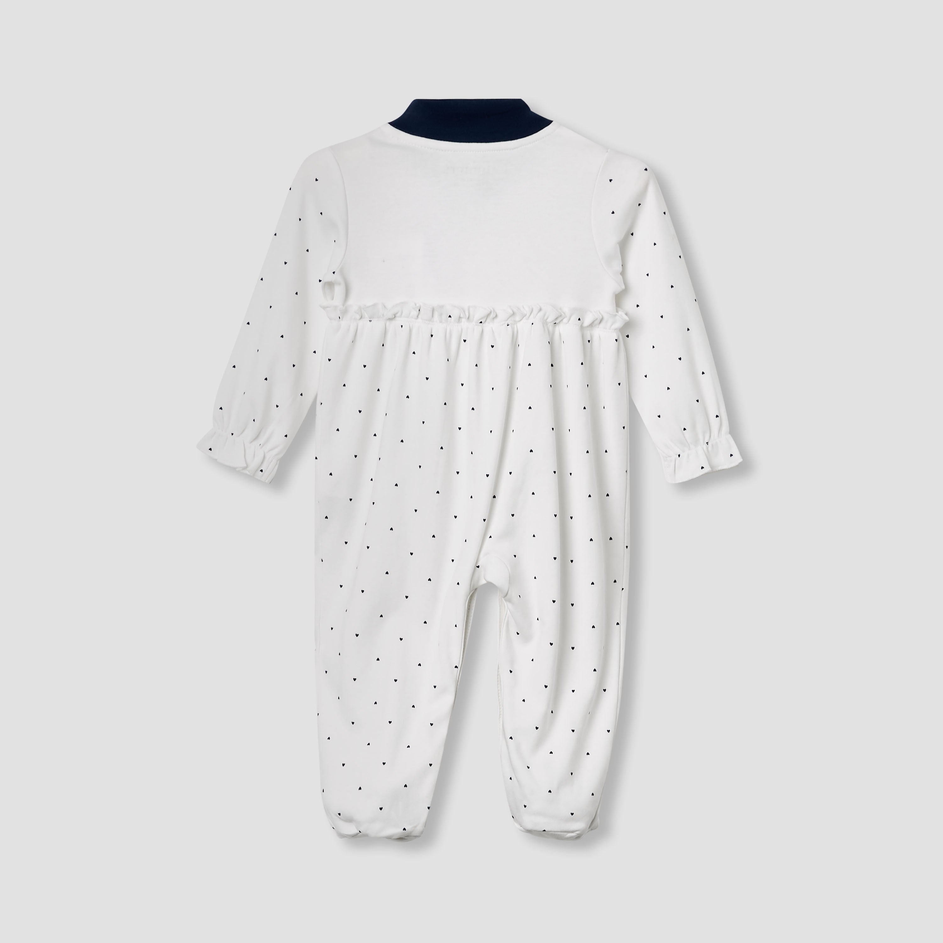 Juniors Heart Print Closed Feet Sleepsuit with Long Sleeves