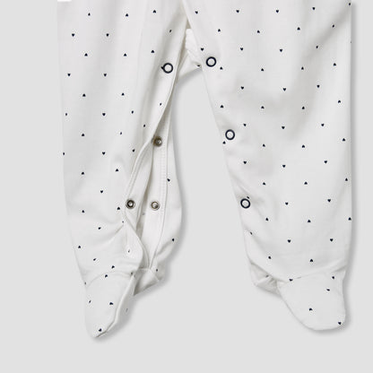 Juniors Heart Print Closed Feet Sleepsuit with Long Sleeves