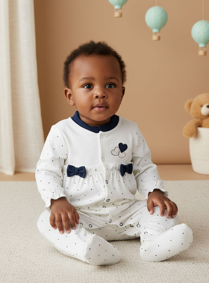 Juniors Heart Print Closed Feet Sleepsuit with Long Sleeves-baby-girls-clothing-nightwear-sleepsuits-image-5