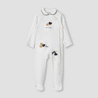 Juniors Heart Print Sleepsuit with Long Sleeves and Button Closure-undefined-image-1
